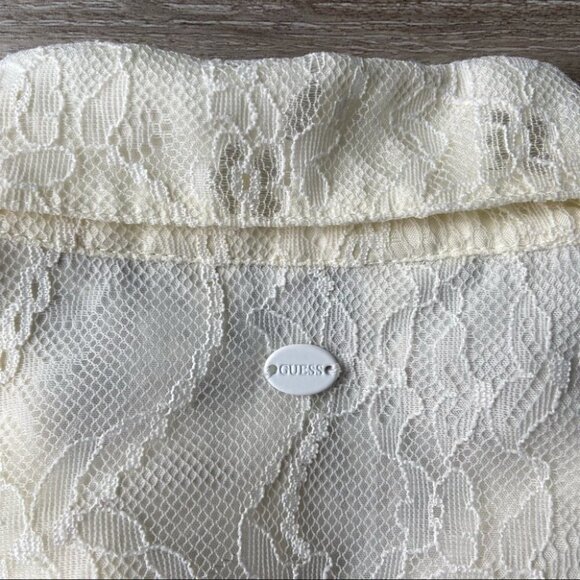 Guess Lace Button Down Stretch  Blouse Shirt - Picture 9 of 13
